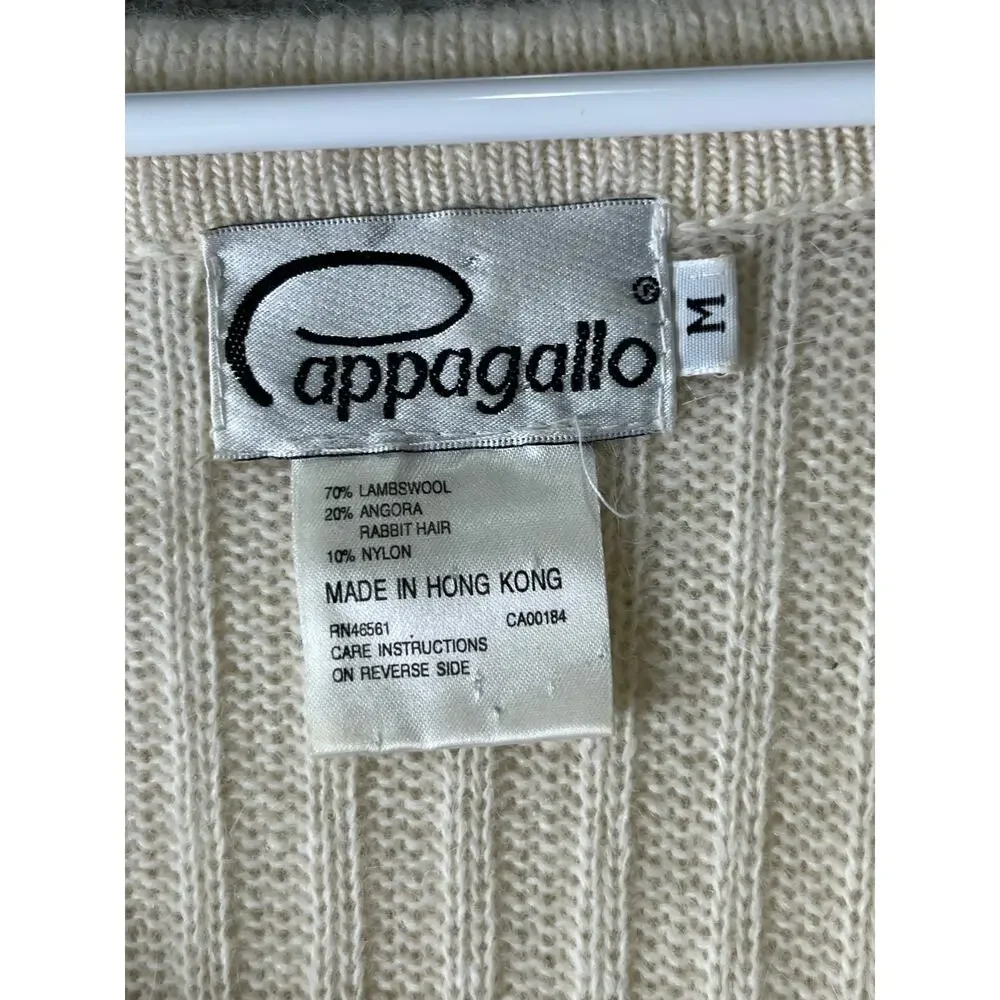 Vintage Ivory Lambswool Angora Beaded Ribbed Knit Sweater Skirt Set Quiet Luxury